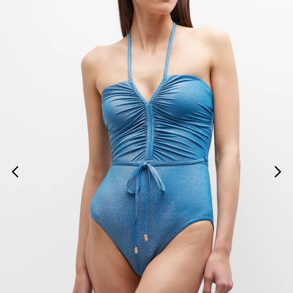 Raie Glittery Ruched One-Piece Swimsuit
Color: IRIS BLOOM 
🩵💙🩵💙